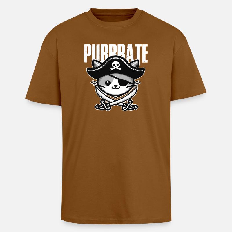 Piratenkatze Dreispitz - Oversized Heavyweight Unisex T-Shirt - Toffee