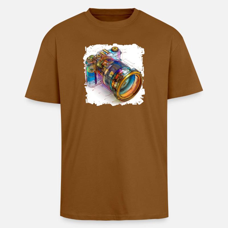 Digital camera as CAD design blueprint - Unisex Oversized Heavyweight T-shirt - toffee