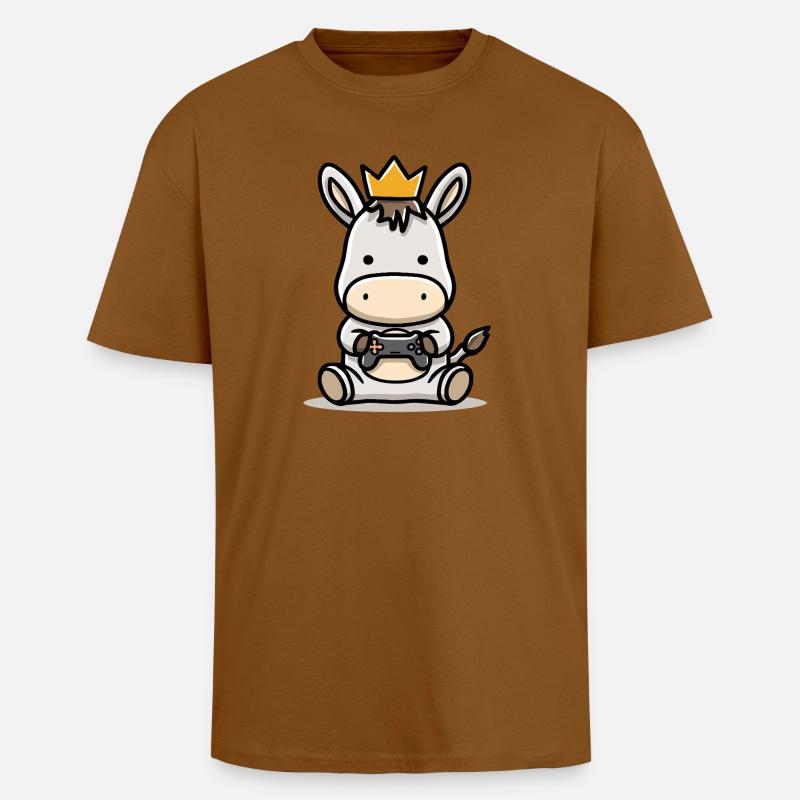 Gamer Esel mit controller Krone - Oversized Heavyweight Unisex T-Shirt - Toffee