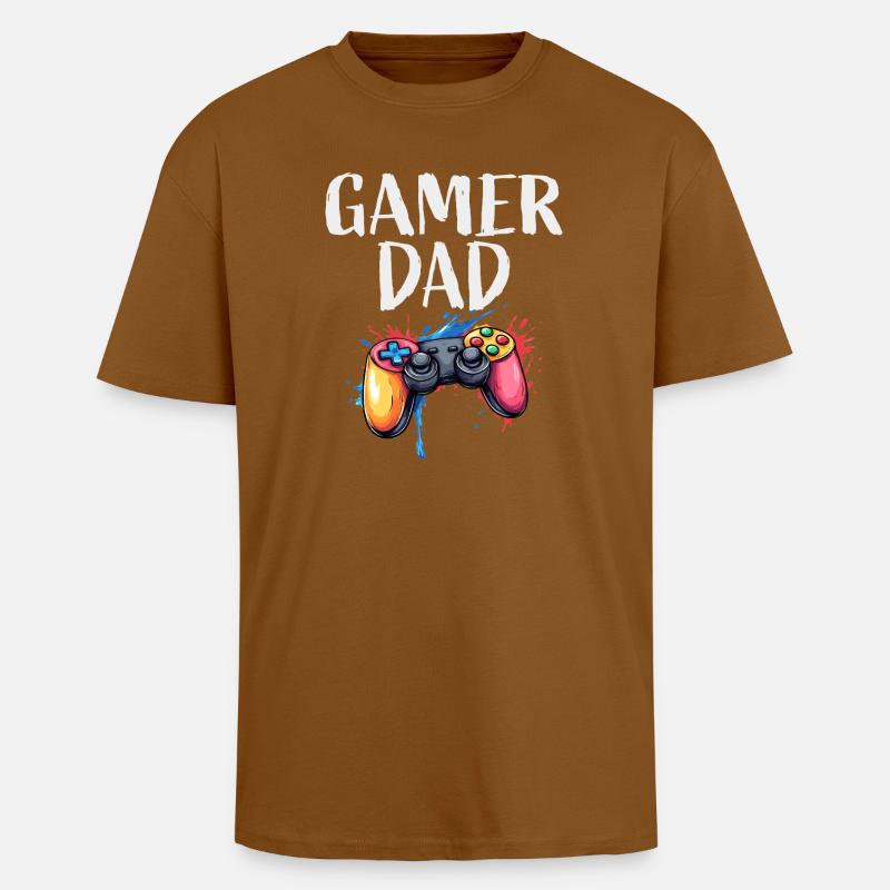 Gamer Papa Controller Splash - Oversized Heavyweight Unisex T-Shirt - Toffee