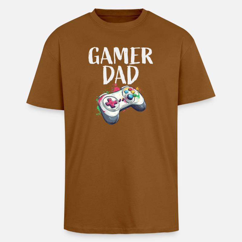 Gamer Dad Controller Splash - Oversized Heavyweight Unisex T-Shirt - Toffee
