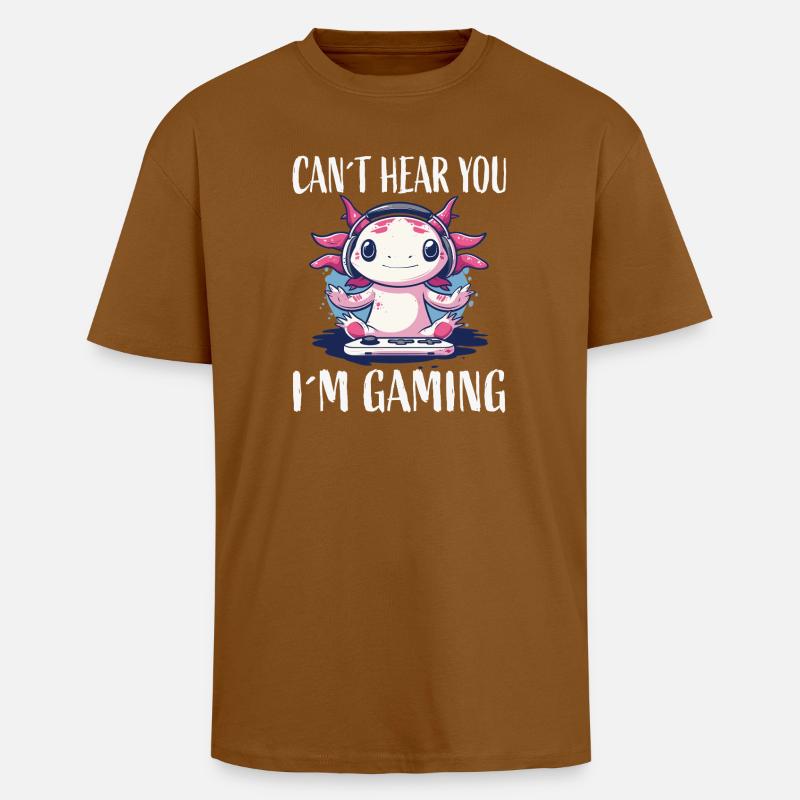 Gaming Axolotl mit Headset - Oversized Heavyweight Unisex T-Shirt - Toffee