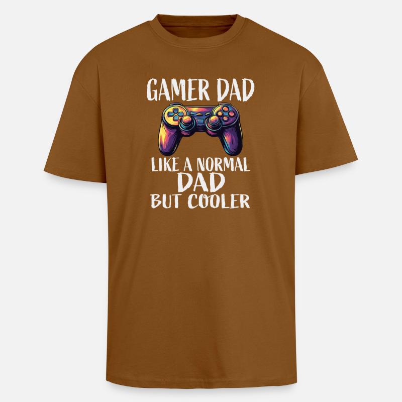 Gamer Dad Cooler Controller Saying - Unisex Oversized Heavyweight T-shirt - toffee