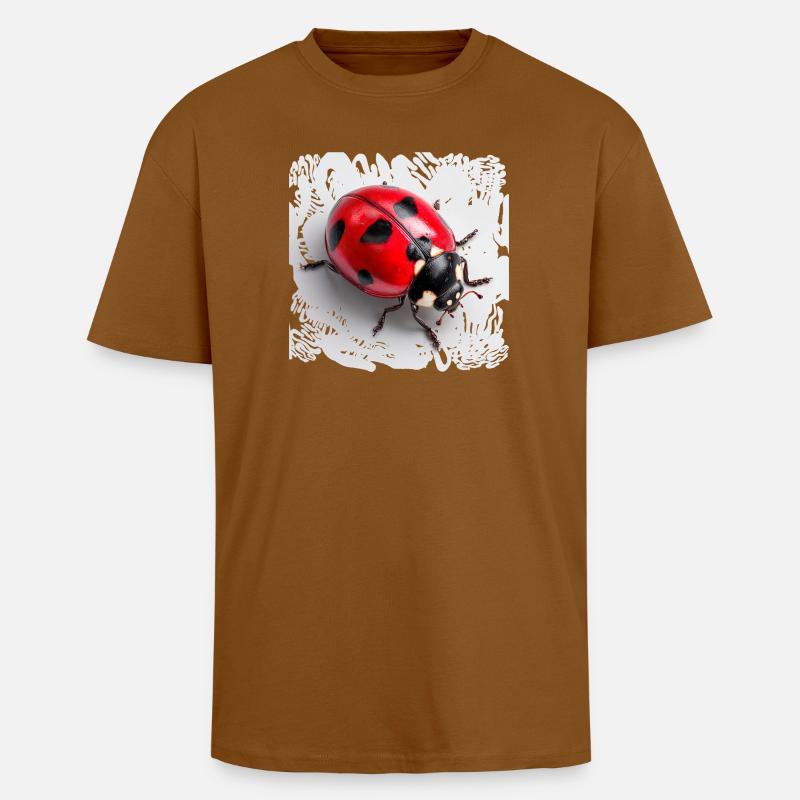 Roter Marienkäfer Muster Siebenpunkt - Oversized Heavyweight Unisex T-Shirt - Toffee