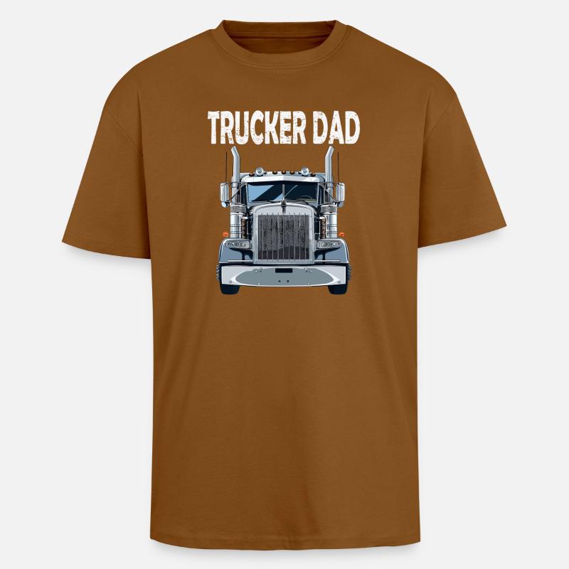Trucker Dad Frontale Kraft - Oversized Heavyweight Unisex T-Shirt - Toffee