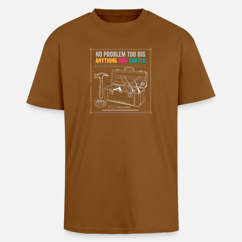 Dad Fix It Toolbox Graphic - Unisex Oversized Heavyweight T-shirt - toffee