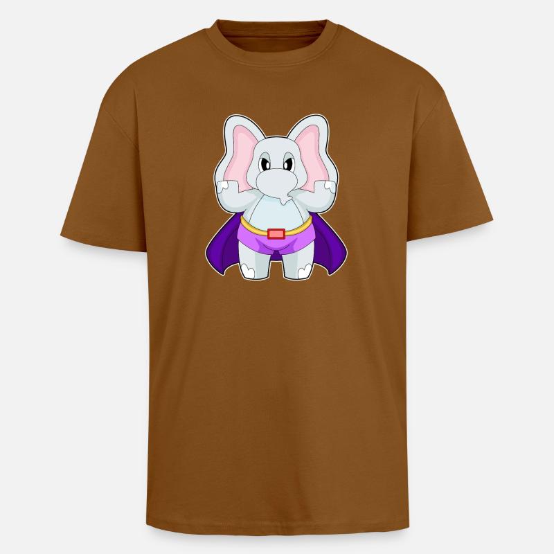 Cape de super-héros éléphant - T-shirt unisexe oversize épais - toffee