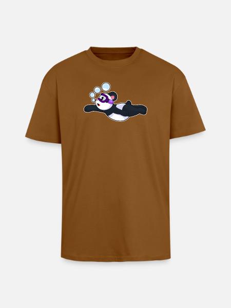 Panda Swimming Goggles Summer - Unisex Oversized Heavyweight T-shirt - toffee