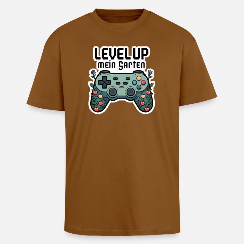 Level Up Garten-Controller Design - Oversized Heavyweight Unisex T-Shirt - Toffee