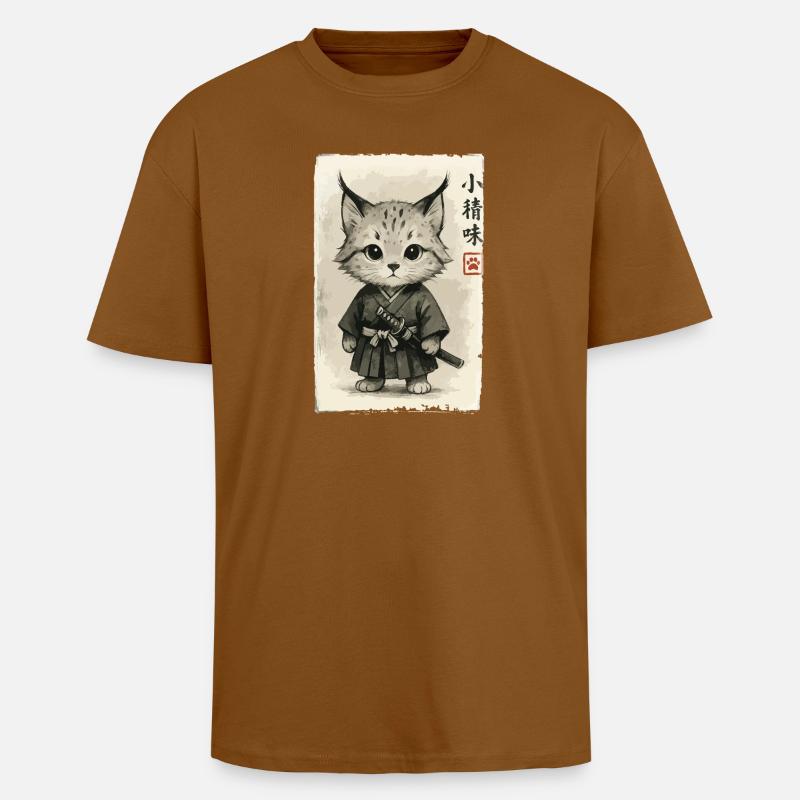 Katzen Samurai  - Oversized Heavyweight Unisex T-Shirt - Toffee
