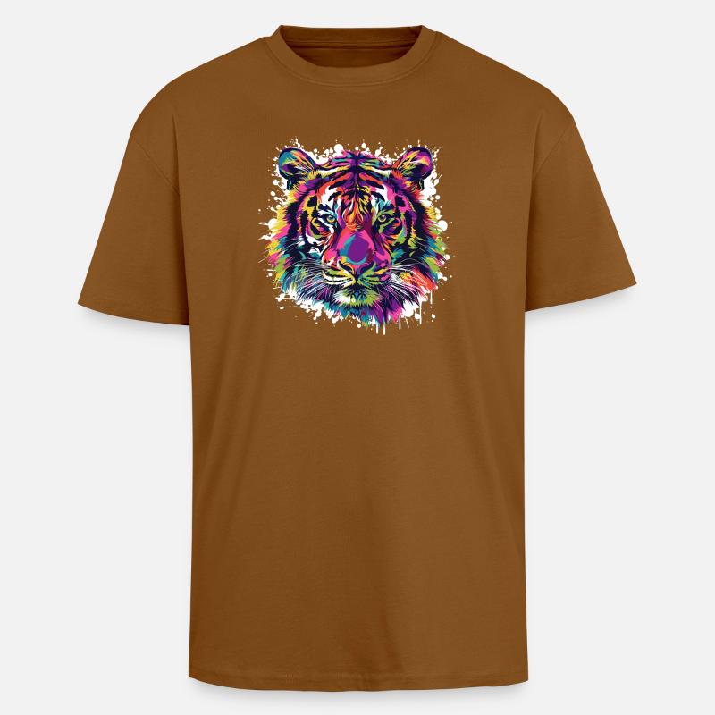 Tiger Tier Farbklecks - Oversized Heavyweight Unisex T-Shirt - Toffee