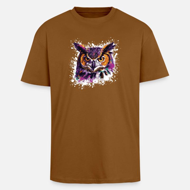 Eule Tier Nachteule - Oversized Heavyweight Unisex T-Shirt - Toffee