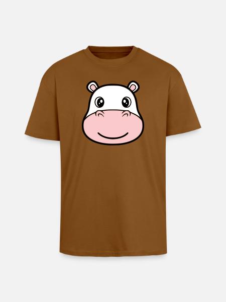 Hippopotamus Head Face Mask Smile - Unisex Oversized Heavyweight T-shirt - toffee