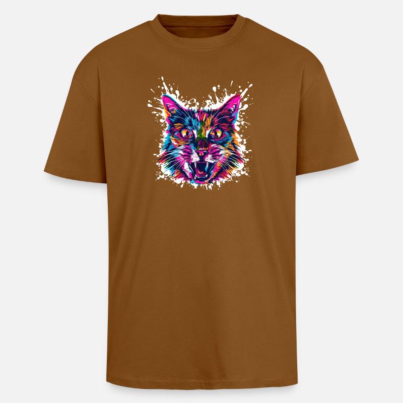 Katze Kunst Graffiti - Oversized Heavyweight Unisex T-Shirt - Toffee