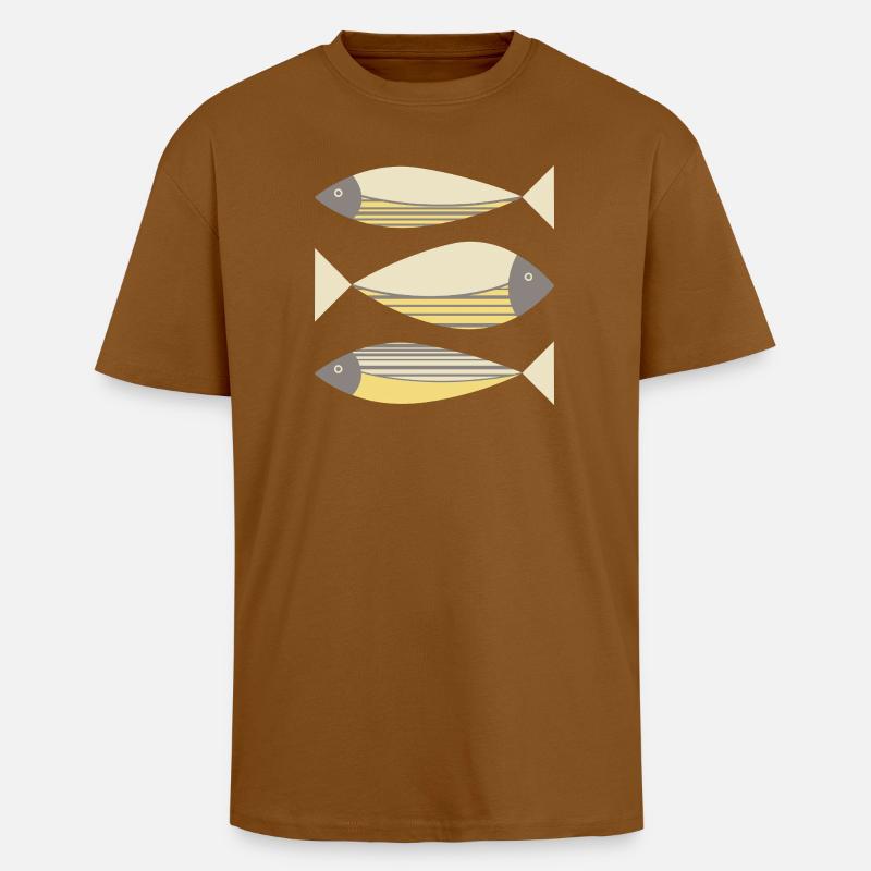 Illustrierter Grafikfisch Gelb-Grau - Oversized Heavyweight Unisex T-Shirt - Toffee