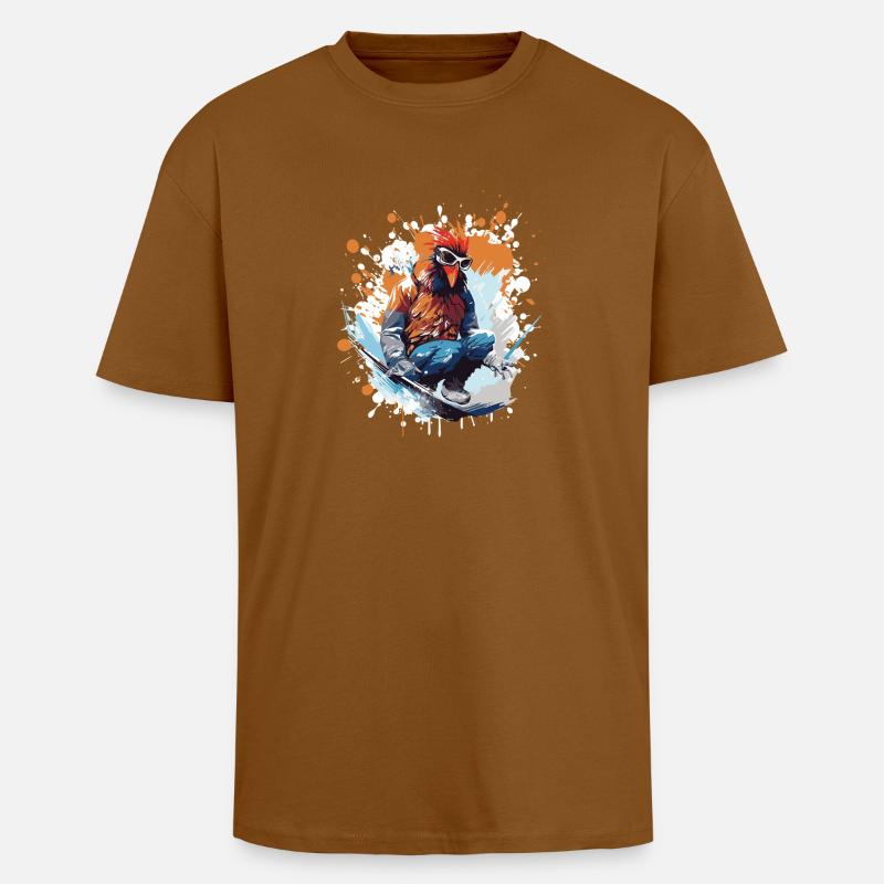 Hahn Planche à neige - T-shirt unisexe oversize épais - toffee