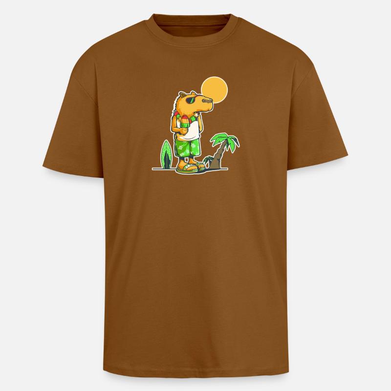 Capybara à la plage - T-shirt unisexe oversize épais - toffee