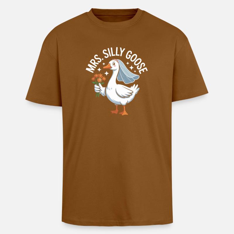 Bridal Goose Logo – MrsSillyGoose - Unisex Oversized Heavyweight T-shirt - toffee