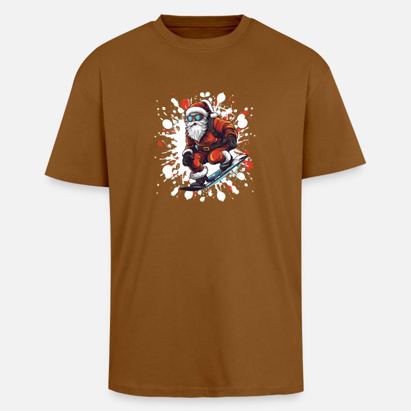 Weihnachtsmann Snowboard - Oversized Heavyweight Unisex T-Shirt - Toffee