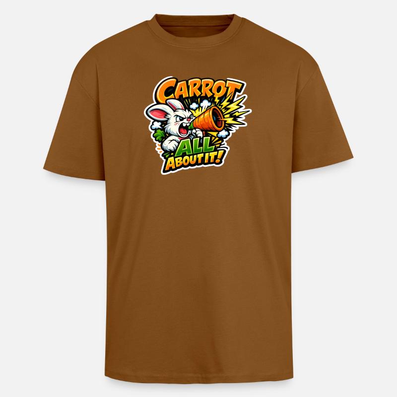 Carrot Megaphone Bunny – Comic Style - Unisex Oversized Heavyweight T-shirt - toffee