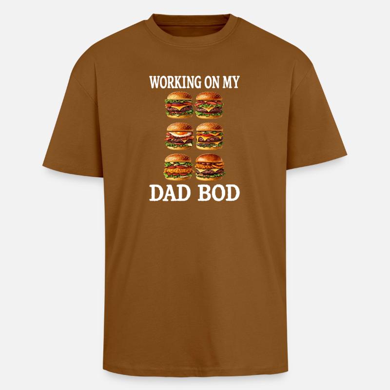 Dad Bod Burger Grid - Unisex Oversized Heavyweight T-shirt - toffee