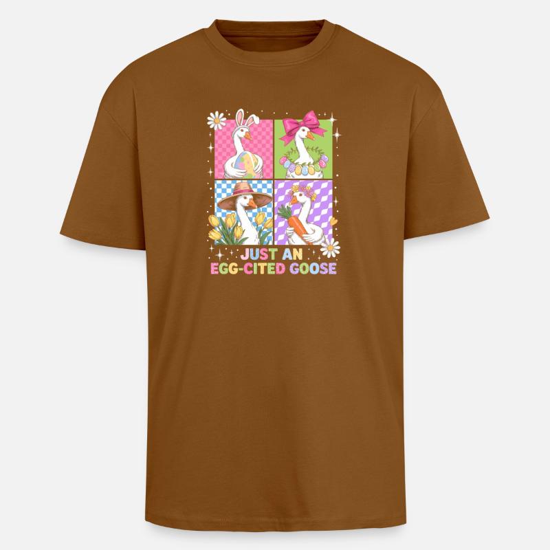 Eierfreudige Gans im Vier Panel - Oversized Heavyweight Unisex T-Shirt - Toffee