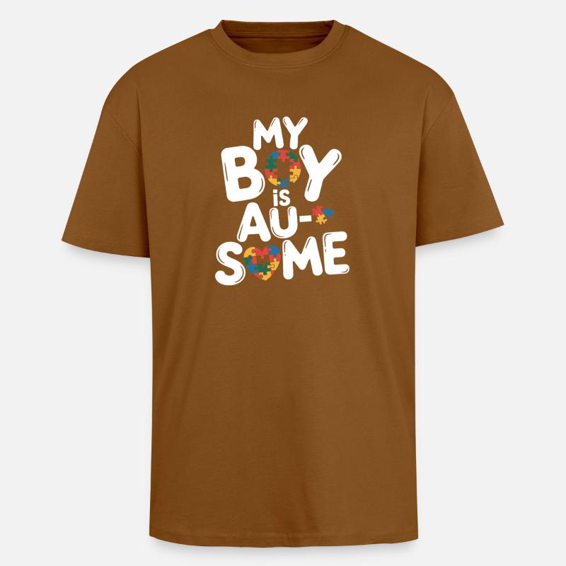 Mein Junge Hat Autismus - Oversized Heavyweight Unisex T-Shirt - Toffee
