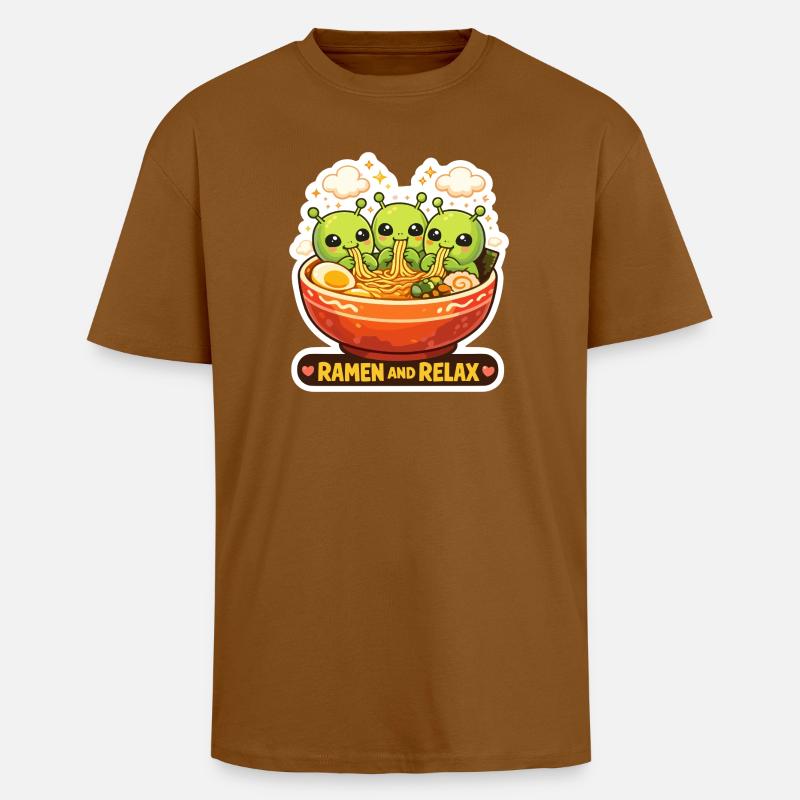 Ramen e Alieni Relax - Maglietta oversize spessa - caramello