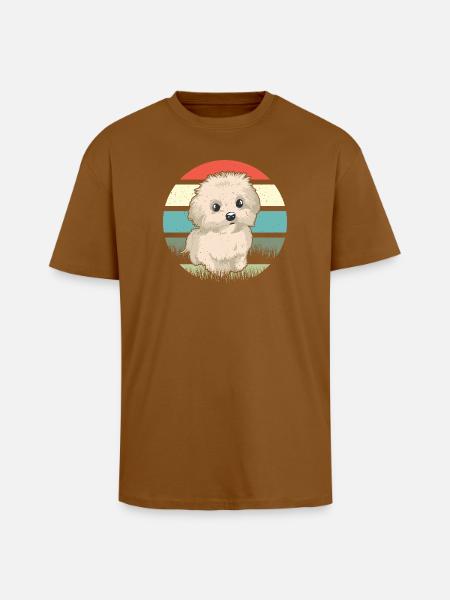 Chien rétro maltais - T-shirt unisexe oversize épais - toffee