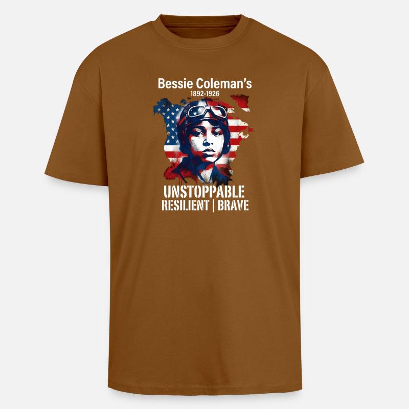 Bessie Coleman Mutig Luftfahrtpionierin - Oversized Heavyweight Unisex T-Shirt - Toffee