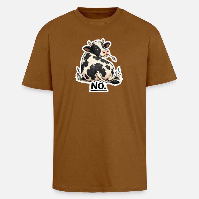 Kuh „NÖ.“ – Lustiges Statement  - Oversized Heavyweight Unisex T-Shirt - Toffee