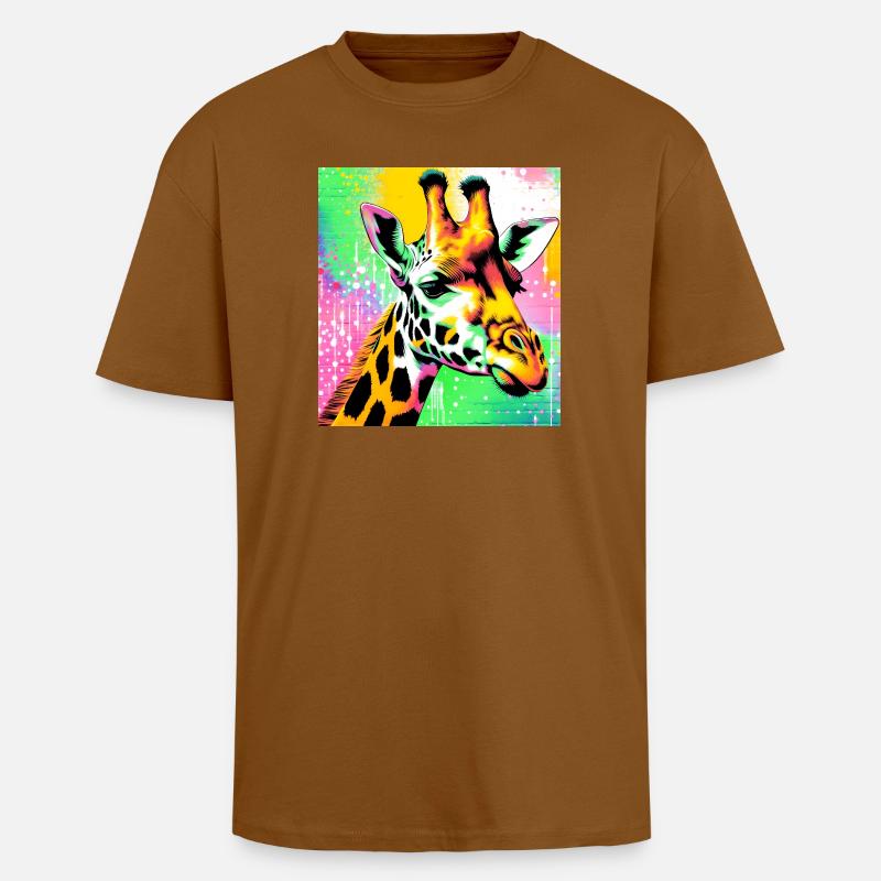 Giraffe - Oversized Heavyweight Unisex T-Shirt - Toffee