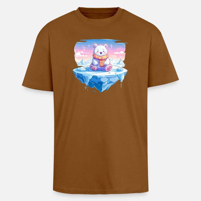 Polarlicht-Bär auf Eis - Oversized Heavyweight Unisex T-Shirt - Toffee