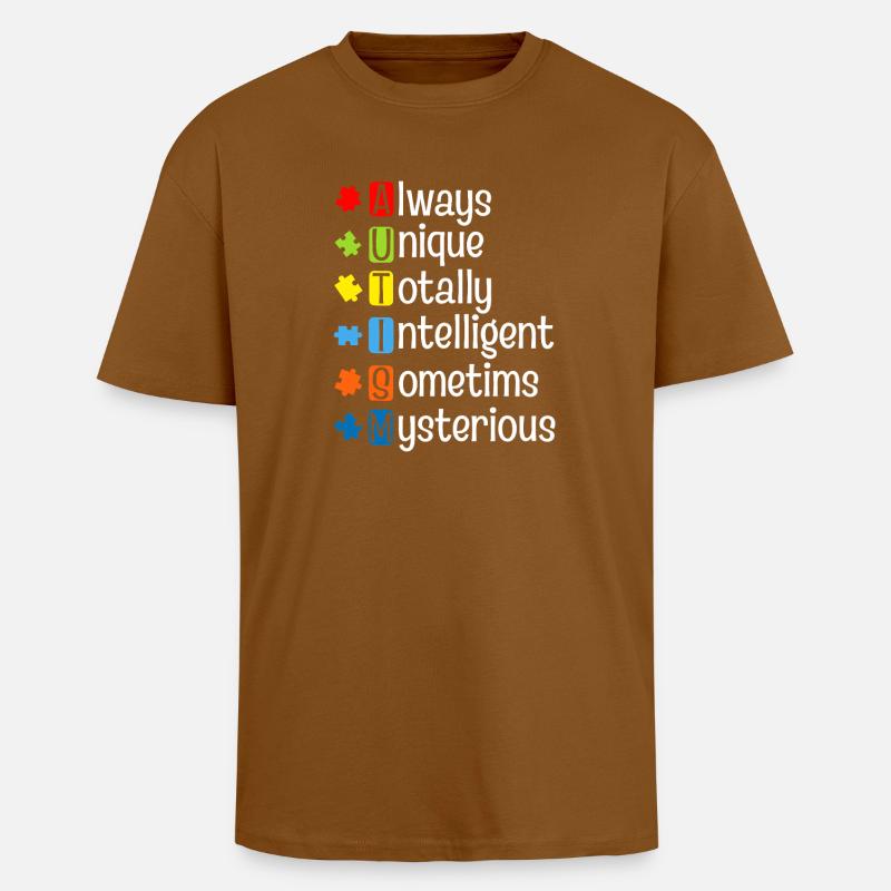 Autism Puzzle Pride: Unique Minds - Unisex Oversized Heavyweight T-shirt - toffee