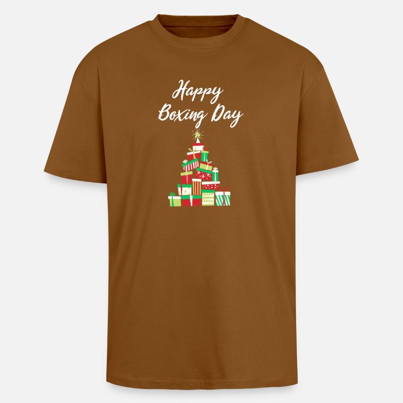 Happy Boxing Day Gift Stack - Unisex Oversized Heavyweight T-shirt - toffee