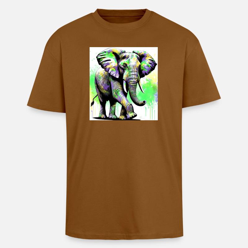 Elefant - Oversized Heavyweight Unisex T-Shirt - Toffee