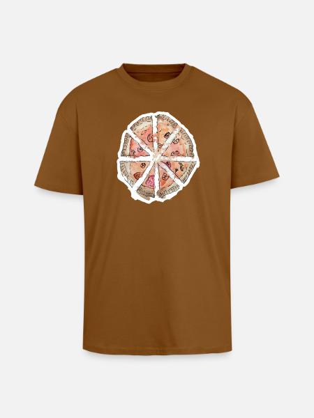 Wassergemalte Pizza Segmente - Oversized Heavyweight Unisex T-Shirt - Toffee