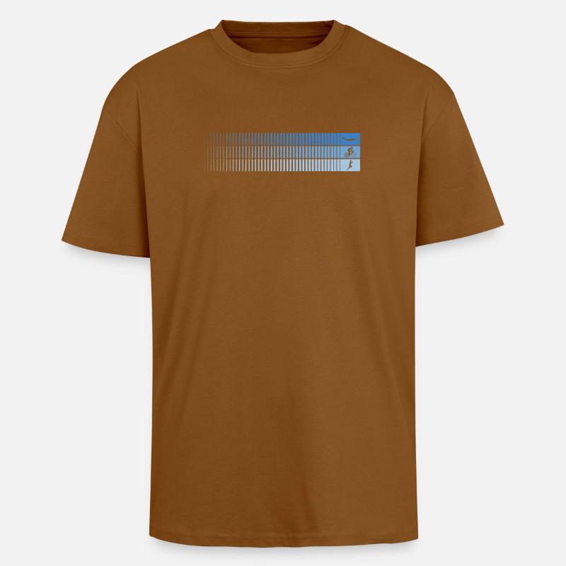 Azurblauer Farbverlauf Barcode Vogel - Oversized Heavyweight Unisex T-Shirt - Toffee