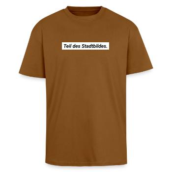 Stadtbild Aussage Merz Demokratie Vielfalt - Oversized Heavyweight Unisex T-Shirt - Toffee - Vorne - Alina (178cm) & Michal (187cm)