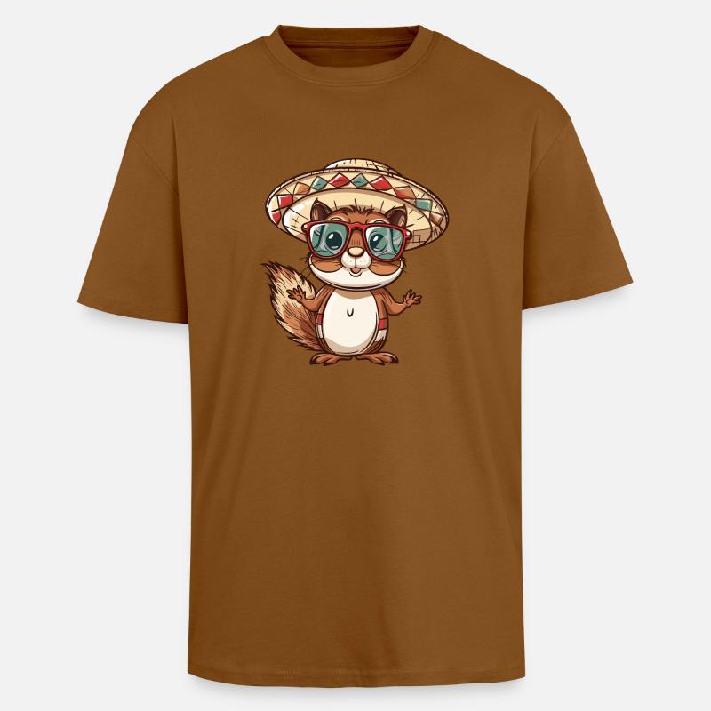 Squirrel Comic Funny Sombrero - Unisex Oversized Heavyweight T-shirt - toffee