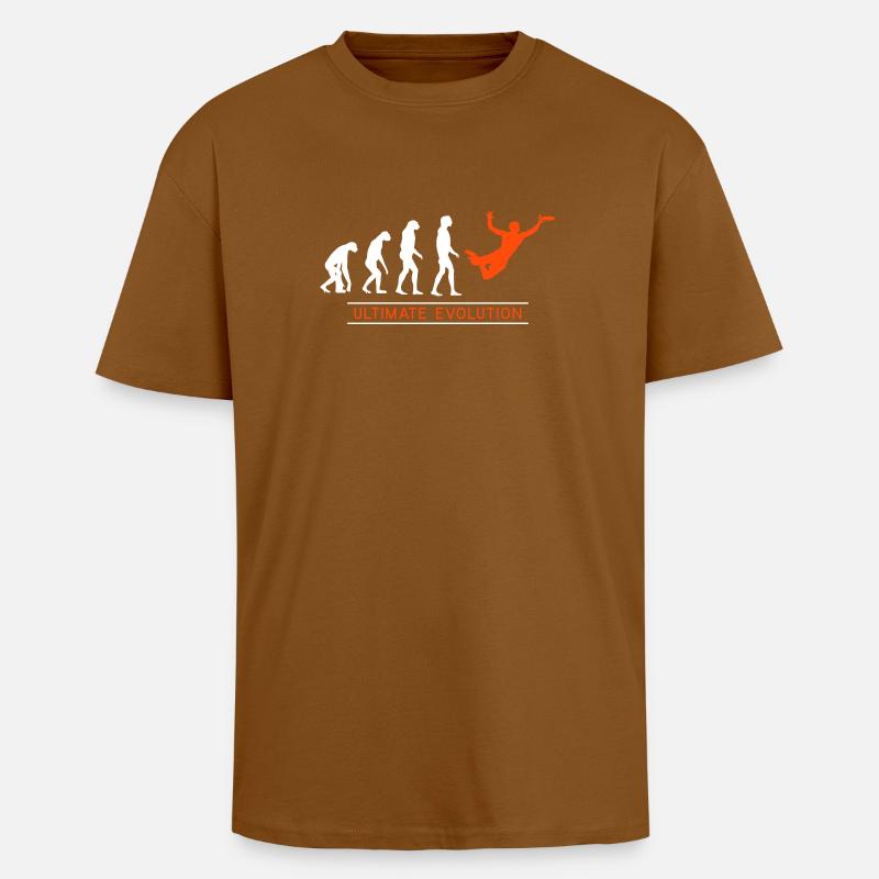 Ultimate Frisbee Evolution - Oversized Heavyweight Unisex T-Shirt - Toffee
