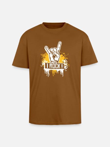 I ROCK - Oversized Heavyweight Unisex T-Shirt - Toffee