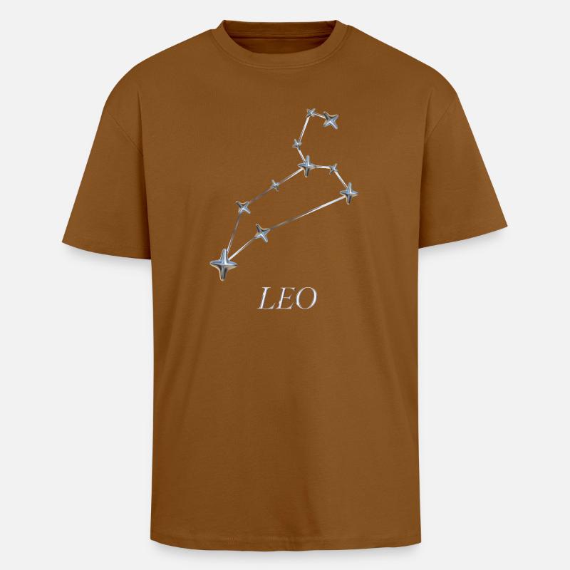 Leo Constellation – Silver Astro Constellation - Unisex Oversized Heavyweight T-shirt - toffee