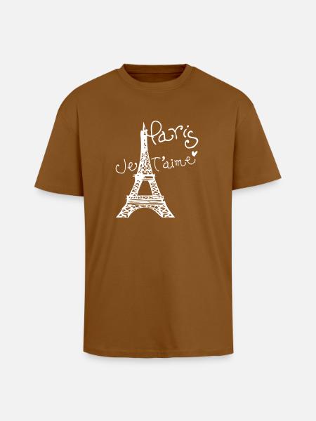 Paris Je T'aime Eiffel tower - Unisex Oversized Heavyweight T-shirt - toffee