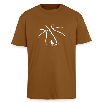 Basket-ball Basketball Basket - T-shirt unisexe oversize épais - toffee - Devant - Alina (178cm) & Michal (187cm)