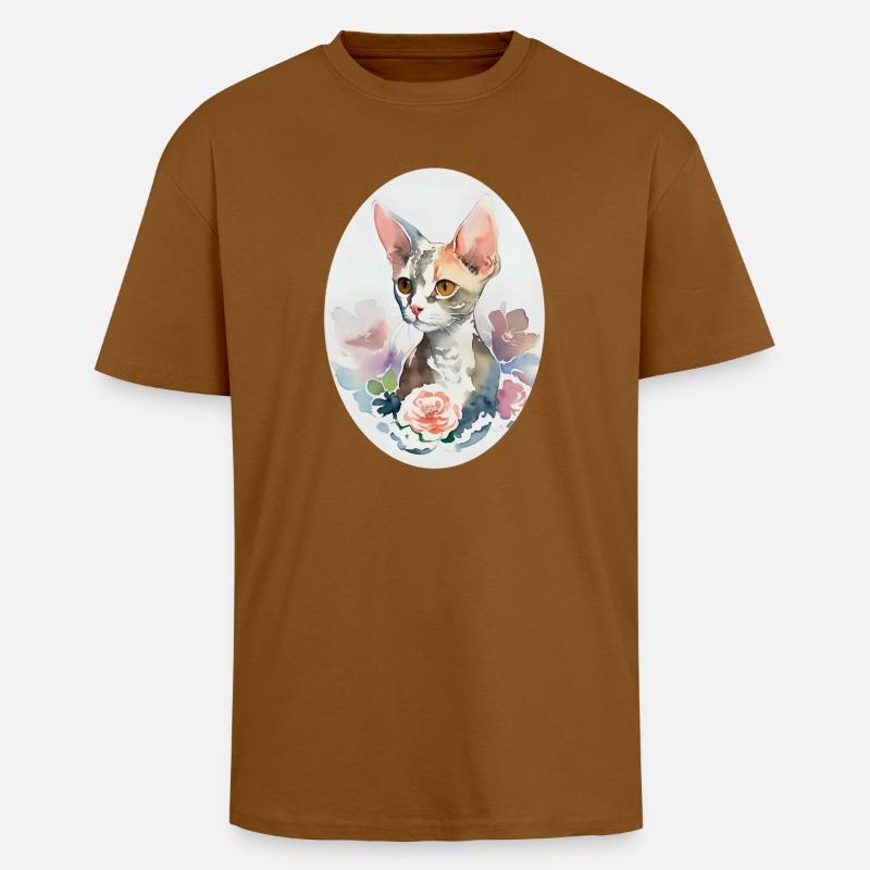 Devon Rex - Oversized Heavyweight Unisex T-Shirt - Toffee