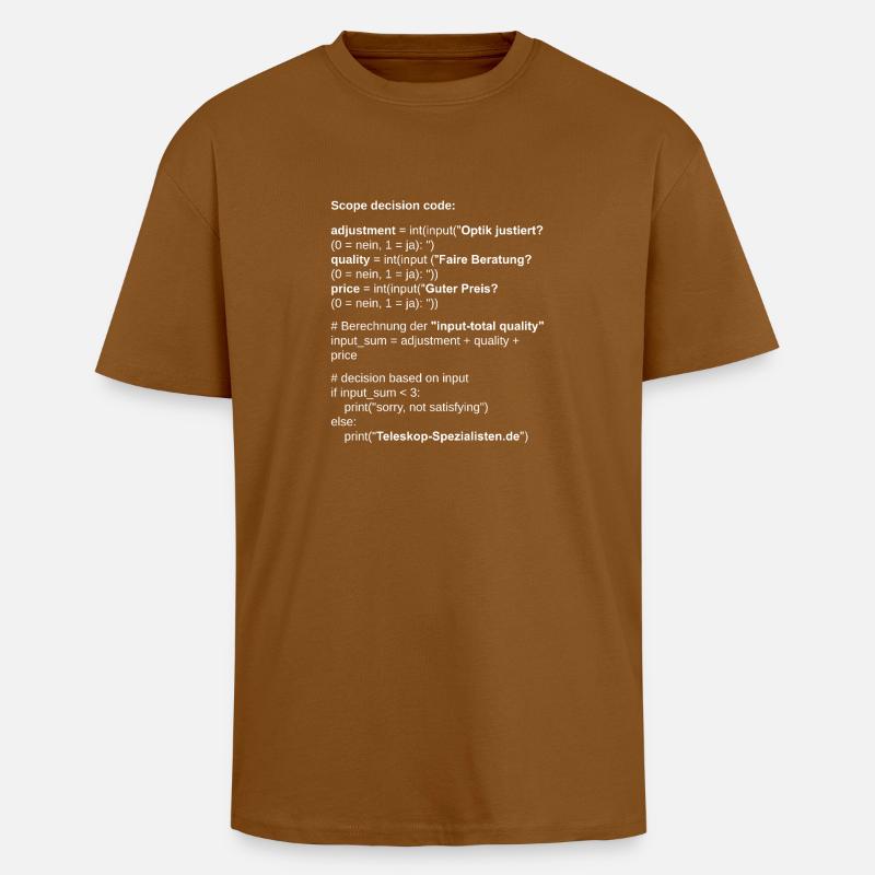 Astronomie Scope Decision Code Teleskop - Oversized Heavyweight Unisex T-Shirt - Toffee