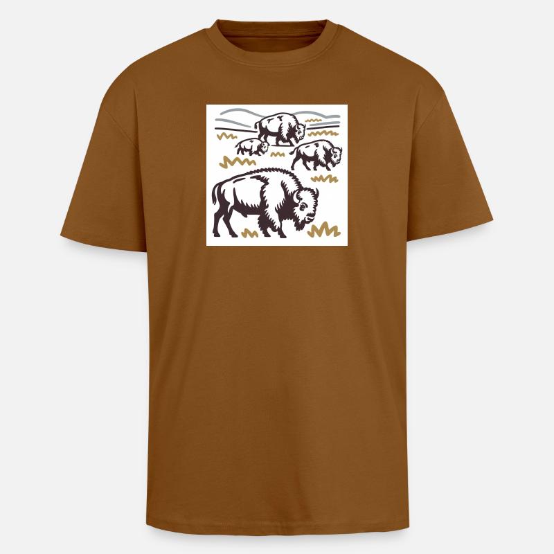 Bisonherde auf der Steppe - Oversized Heavyweight Unisex T-Shirt - Toffee