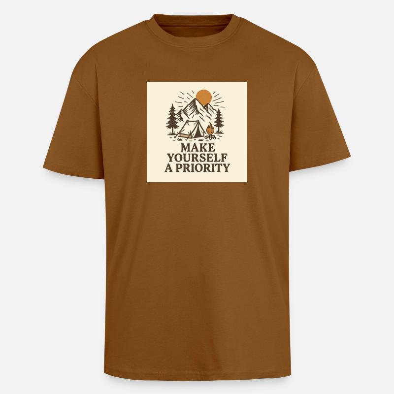MAKE YOURSELF A PRIORITY - Oversized Heavyweight Unisex T-Shirt - Toffee