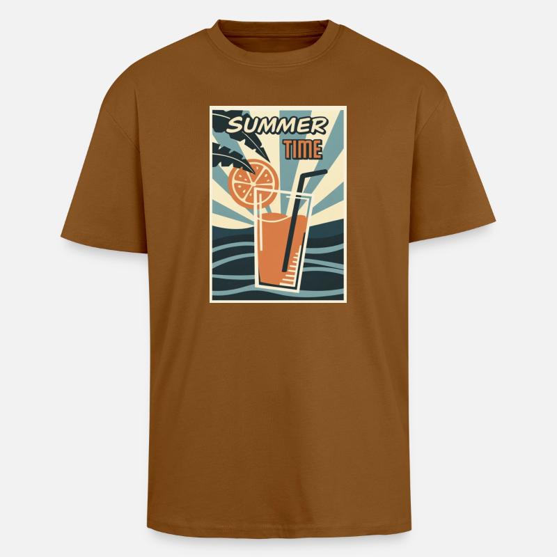 Sommerzeit Orange Drink Retro - Oversized Heavyweight Unisex T-Shirt - Toffee
